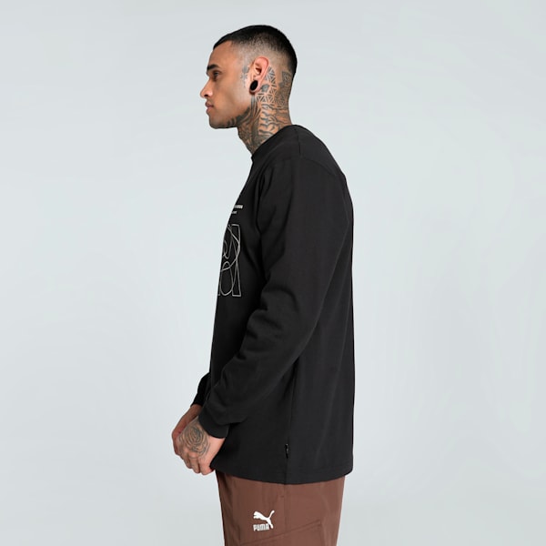 GRAPHICS "Working Dokument" Long Sleeve Men's Relaxed Fit Tee, PUMA Black, extralarge-IND